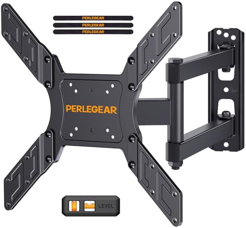 Perlegear TV Wandhalterung, Schwenkbare Neigbare TV Halterung für 26-60 Zoll Flach&Curved Fernseher bis zu 45Kg, max.VESA 400x400mm von Perlegear