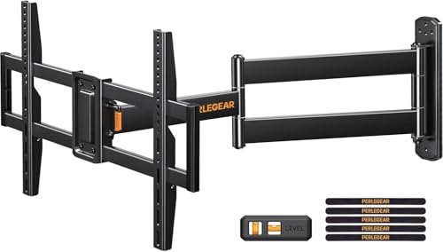 Perlegear TV Wandhalterung mit 822mm Langem Arm wandhalterung Fernseher für 32-75 Zoll LCD/LED/OLED Fernseher, schwenkbarer Gelenkarm 180° Drehbare, Ecke tv Halterung MAX VESA 600x400mm bis zu 45KG von Perlegear