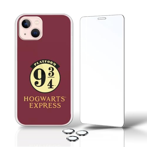PERSONALAIZER Schutzhülle für iPhone 15 + Hartglas + Kameraobjektiv-Schutzfolien, iPhone 15, originelles Design, Schutzhülle aus Silikon (Harry Potter Hogwarts Express) von Personalaizer
