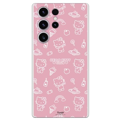 Personalaizer Flexible Schutzhülle für Smartphone Samsung S22 Ultra, Hello Kitty auf rosa Hintergrund von Personalaizer