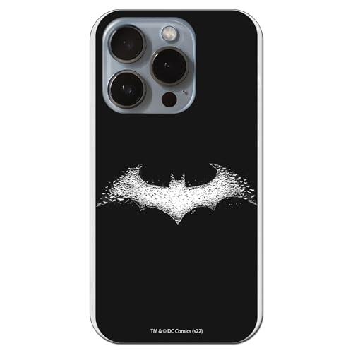 Personalaizer Flexible Schutzhülle für iPhone 15 Pro mit weißem Batman-Logo von Personalaizer