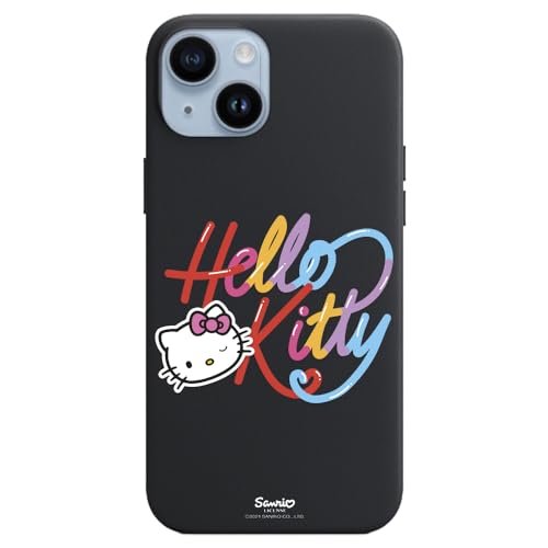 Personalaizer Hello Kitty Kalligraphie Schutzhülle für iPhone 15 Plus, Schwarz von Personalaizer