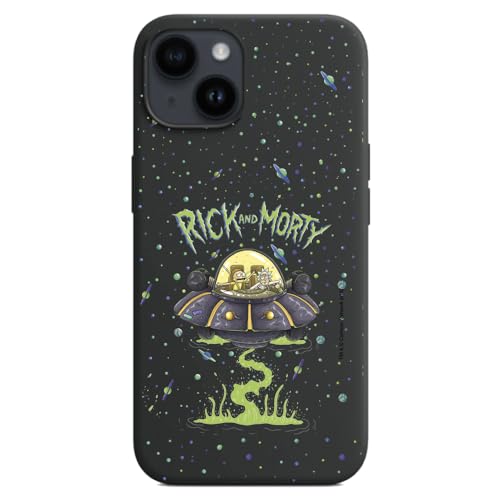 Personalaizer Rick & Morty UFO Schutzhülle für iPhone 15, flexibel, Schwarz von Personalaizer