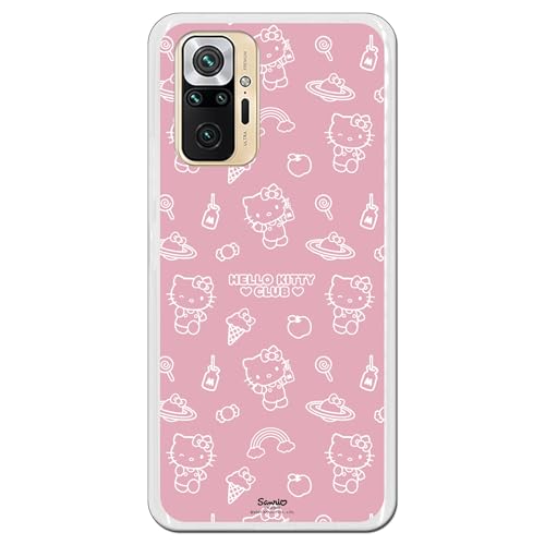 Personalaizer Schutzhülle für Xiaomi Redmi Note 10 Pro von Hello Kitty Muster auf Rosa. Offizielles Produkt. Schöne Handyhülle. Flexibles Silikongel von Personalaizer