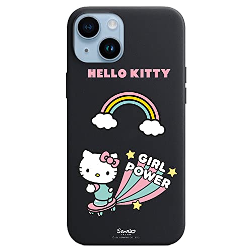 Personalaizer - Schutzhülle für iPhone 14 Plus, Schwarz mit Hello Kitty Girl Power Motiv von Personalaizer