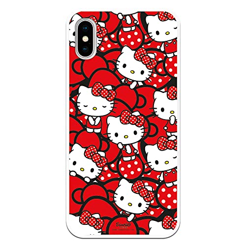 Personalaizer Schutzhülle für iPhone X - XS - Hello Kitty, rote Schleifen und Tupfen von Personalaizer