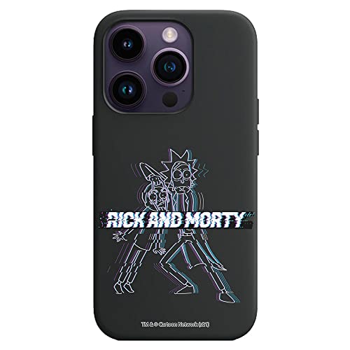 Personalaizer iPhone 14 Pro Hülle Schwarz mit Rick and Morty Glitch Design von Personalaizer