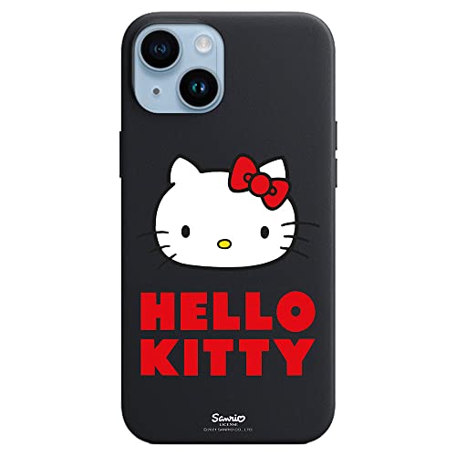 Schutzhülle für iPhone 14 Plus, Schwarz mit Hello Kitty Logo von Personalaizer