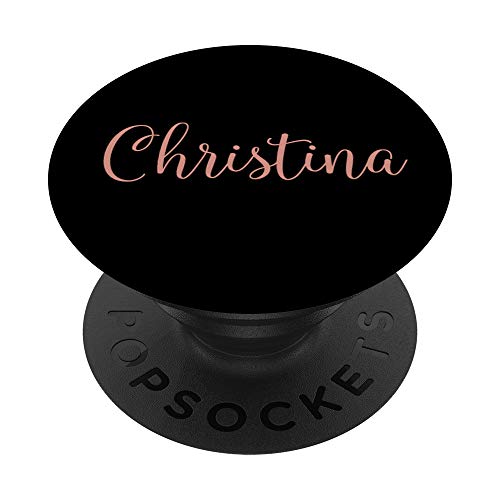 Christina Personalisierbarer Name in Rosa und Schwarz PopSockets mit austauschbarem PopGrip von Personalized Custom Names by M.Kokolo