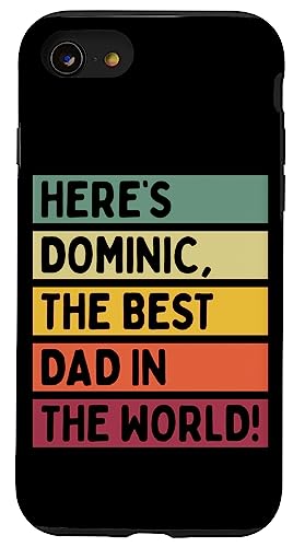 Hier ist Dominic, der beste Vater der Welt, Vatertag, Retro Hülle für iPhone SE (2020) / 7 / 8 von Personalized Gift Ideas Dominic