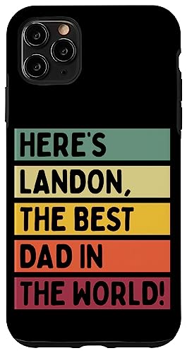 Hier ist Landon, der beste Vater der Welt, Vatertag, Retro Hülle für iPhone 11 Pro Max von Personalized Gift Ideas Landon