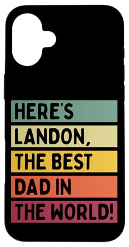 Hier ist Landon, der beste Vater der Welt, Vatertag, Retro Hülle für iPhone 16 Plus von Personalized Gift Ideas Landon