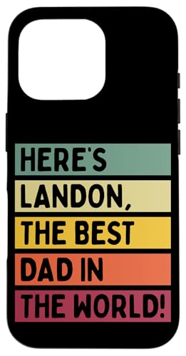 Hier ist Landon, der beste Vater der Welt, Vatertag, Retro Hülle für iPhone 16 Pro von Personalized Gift Ideas Landon