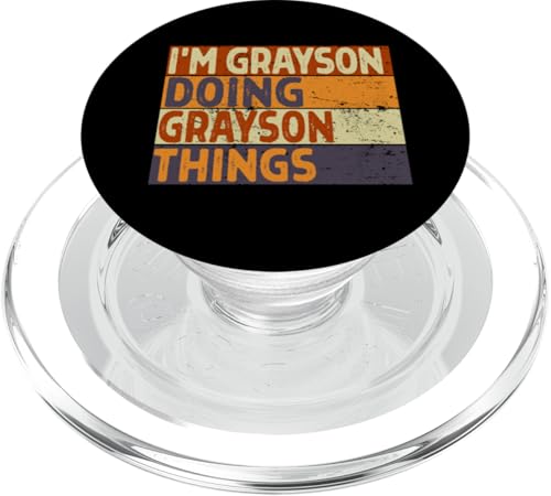 Retro I'm Grayson Doing Grayson Things Lustiger Geburtstags-Witz PopSockets PopGrip für MagSafe von Personalized Name Fathers Day outfit For Men
