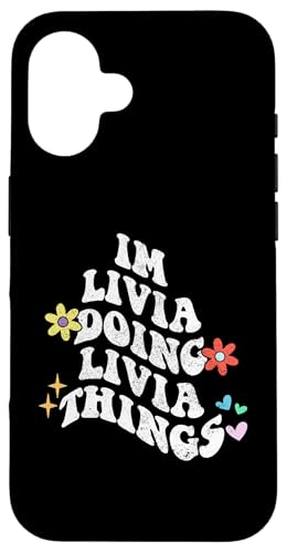 Groovy Im Livia Doing Livia Things Lustiger Muttertag Hülle für iPhone 16 Groovy Im Livia Doing Livia Things Lustiger Muttertag Hülle für iPhone 16 von Personalized Name Mothers Day outfit For Women