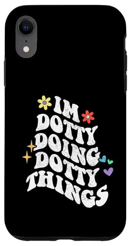 Retro Groovy I'm Dotty Doing Dotty Things Lustiger Muttertag Hülle für iPhone XR Retro Groovy I'm Dotty Doing Dotty Things Lustiger Muttertag Hülle für iPhone XR von Personalized Name Mothers Day outfit For Women
