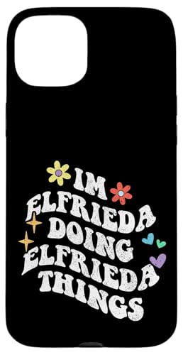 Retro Groovy Ich bin Elfrieda Ich mache lustige Dinge mit Elfrieda Hülle für iPhone 15 Plus Retro Groovy Ich bin Elfrieda Ich mache lustige Dinge mit Elfrieda Hülle für iPhone 15 Plus von Personalized Name Mothers Day outfit For Women