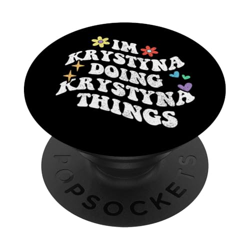 Retro Groovy Ich bin Krystyna Ich mache lustige Krystyna-Dinge PopSockets Klebender PopGrip Retro Groovy Ich bin Krystyna Ich mache lustige Krystyna-Dinge PopSockets Klebender PopGrip von Personalized Name Mothers Day outfit For Women