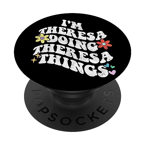 Retro Groovy Im Theresa Doing Theresa Things Lustige Mutter PopSockets mit austauschbarem PopGrip von Personalized Name Mothers Day outfit For Women