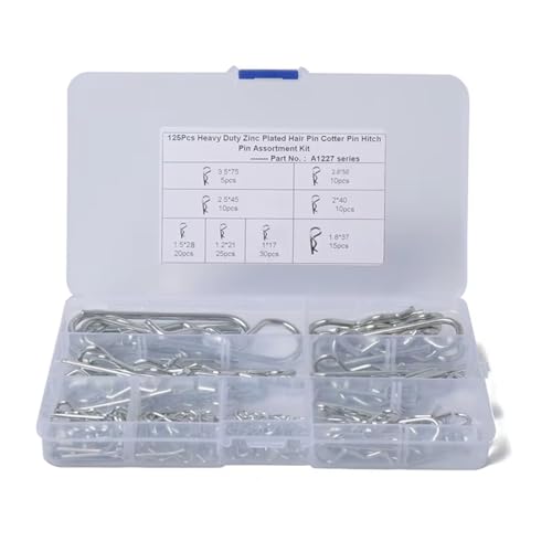 Pesfehhy 125 Stück Federsplinte Typ R M1 M1.2 M1.5 M1.8 M2 M2.5 M2.8 M3.5 Auto Hochleistungs-Split-Klemme Haarspange Anhängerkupplung Traktor Pesfehhy 125 Stück Federsplinte Typ R M1 M1.2 M1.5 M1.8 M2 M2.5 M2.8 M3.5 Auto Hochleistungs-Split-Klemme Haarspange Anhängerkupplung Traktor von Pesfehhy