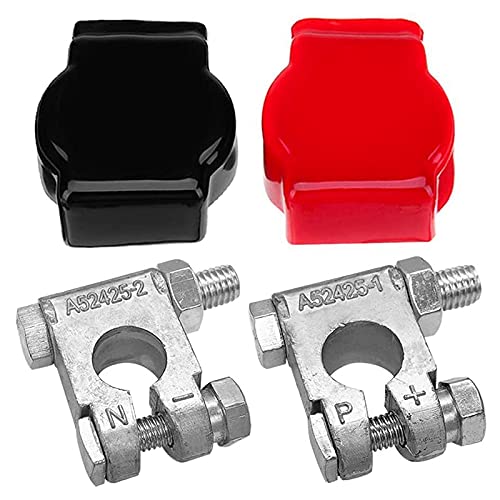 Pesfehhy Batterie Klemmen (Hoch Leistung) Batterie Klemme Negativ und Positiv mit Kunststoff Abdeckung Aus Blei Legierungs Kit von Pesfehhy