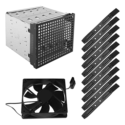 Pesfehhy Festplattenkäfig zur Erweiterung der Speicherung, Festplattenkäfig, Basteln, Halterung von 5,25 Zoll bis 5 x 3,5 Zoll mit 12 cm Lüfter Pesfehhy Festplattenkäfig zur Erweiterung der Speicherung, Festplattenkäfig, Basteln, Halterung von 5,25 Zoll bis 5 x 3,5 Zoll mit 12 cm Lüfter von Pesfehhy