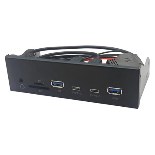 Pesfehhy USB-Panel für PC, 2 x USB 3.2 GEN1 5 Gbit/S + 2 x Hub Type-C + Kopfhörer 3,5 mm + TF/SD-Slot für Diskettenlaufwerksschacht 5,25 Zoll Pesfehhy USB-Panel für PC, 2 x USB 3.2 GEN1 5 Gbit/S + 2 x Hub Type-C + Kopfhörer 3,5 mm + TF/SD-Slot für Diskettenlaufwerksschacht 5,25 Zoll von Pesfehhy