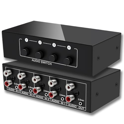 Pesfehhy Umschalter Audio Stereo bidirektional 3,5 mm AUX + L/R 4 Eingänge 1 Ausgang A/B Schalter Audio Analog von Pesfehhy