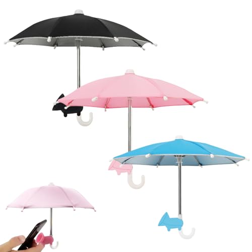 Pesoncarl Mini Telefon Regenschirm, 3pcs Handy Sonnenschatten mit Saugnapfe Telefonständer süßer Schweinehalterhalter Universal Telefon Umbrella Outdoor Telefon Sonnenblocker von Pesoncarl
