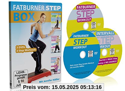 Jennifer Hößler: Die große Fatburner Step Box / 3 DVDs / 3 Step Aerobic Workouts ++ Im Set kaufen und sparen! Jennifer Hößler: Die große Fatburner Step Box / 3 DVDs / 3 Step Aerobic Workouts ++ Im Set kaufen und sparen! von Peter Brose