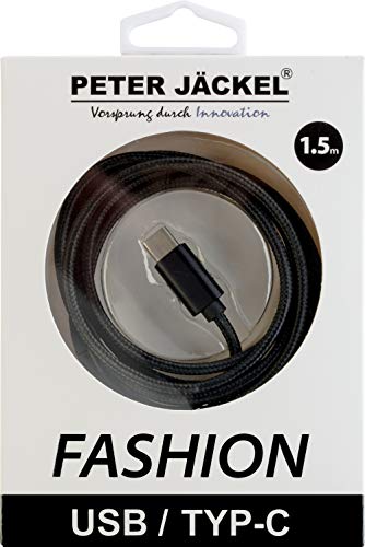 PETER JÄCKEL Fashion 1,5m USB Data Cable Black Typ-C USB mit Sync- und Ladefunktion von Peter Jäckel