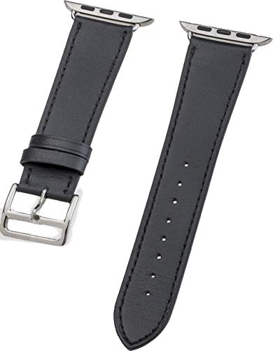 PETER JÄCKEL Watch Band für Apple Watch 44mm (Series 4/5)/ 42mm (Series 1/2/ 3) Leather Black von Peter Jäckel