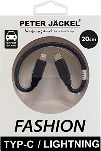 Peter Jäckel Fashion 20cm Data Cable Black für Typ-C/Apple Lightning mit Sync- und Ladefunktion von Peter Jäckel