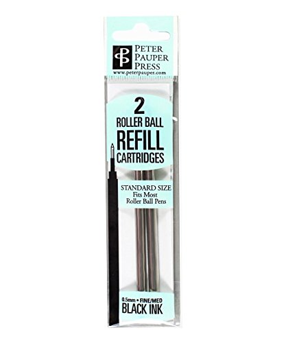 Peter Pauper Press Designer Tintenroller - Ersatzmine - 0,5 mm - Schwarz - 2er Pack von Peter Pauper Press