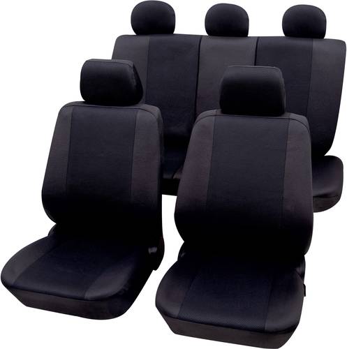 Petex 26174804 Sydney Sitzbezug 11teilig Polyester Schwarz Fahrersitz, Beifahrersitz, Rücksitz von Petex