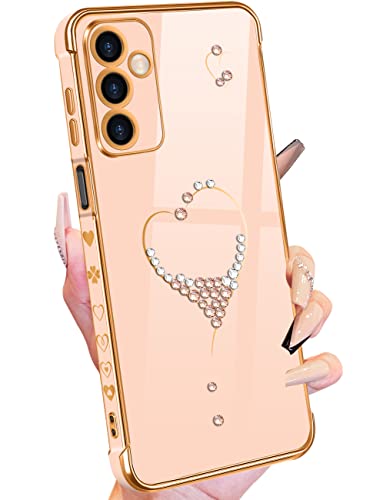 Petitian Schutzhülle für Samsung Galaxy A14 5G, niedliches Design für Damen und Mädchen, glitzerndes Herz, vergoldet für Samsung A14 5G Petitian Schutzhülle für Samsung Galaxy A14 5G, niedliches Design für Damen und Mädchen, glitzerndes Herz, vergoldet für Samsung A14 5G von Petitian