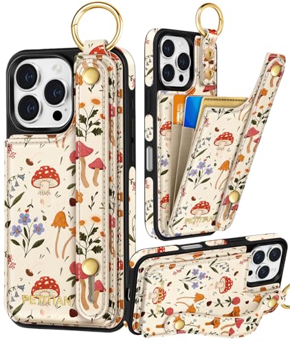 Petitian Promax Schutzhülle für iPhone 16 Pro Max, niedliches mädchenhaftes ästhetisches einzigartiges Design, Leder, Kreditkartenhalter, Kartenhalter, Ständer, Armband für iPhone 16 Pro Max, weißer Petitian Promax Schutzhülle für iPhone 16 Pro Max, niedliches mädchenhaftes ästhetisches einzigartiges Design, Leder, Kreditkartenhalter, Kartenhalter, Ständer, Armband für iPhone 16 Pro Max, weißer von Petitian
