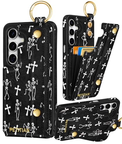Petitian Schutzhülle für Samsung Galaxy A15 5G, mit Brieftasche, für Damen und Mädchen, niedlich, ästhetisch, einzigartiges Design, Leder, Kreditkartenhalter, Kartenhalter, Ständer, Armband für Galaxy Petitian Schutzhülle für Samsung Galaxy A15 5G, mit Brieftasche, für Damen und Mädchen, niedlich, ästhetisch, einzigartiges Design, Leder, Kreditkartenhalter, Kartenhalter, Ständer, Armband für Galaxy von Petitian