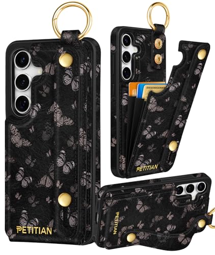 Petitian Schutzhülle für Samsung Galaxy S24 FE, mit Brieftasche, für Damen und Mädchen, niedlich, ästhetisch, einzigartiges Design, Leder, Kreditkartenhalter, Kartenhalter, Ständer, Armband für S24 FE Petitian Schutzhülle für Samsung Galaxy S24 FE, mit Brieftasche, für Damen und Mädchen, niedlich, ästhetisch, einzigartiges Design, Leder, Kreditkartenhalter, Kartenhalter, Ständer, Armband für S24 FE von Petitian