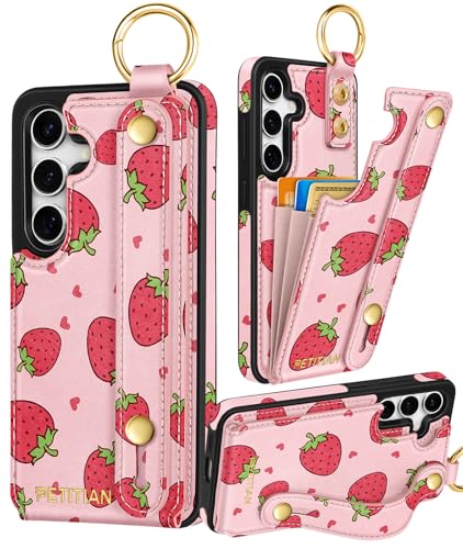 Petitian Schutzhülle für Samsung Galaxy S24 FE, mit Brieftasche, für Damen und Mädchen, niedlich, ästhetisch, einzigartiges Design, Leder, Kreditkartenhalter, Kartenhalter, Ständer, Armband für S24 FE Petitian Schutzhülle für Samsung Galaxy S24 FE, mit Brieftasche, für Damen und Mädchen, niedlich, ästhetisch, einzigartiges Design, Leder, Kreditkartenhalter, Kartenhalter, Ständer, Armband für S24 FE von Petitian