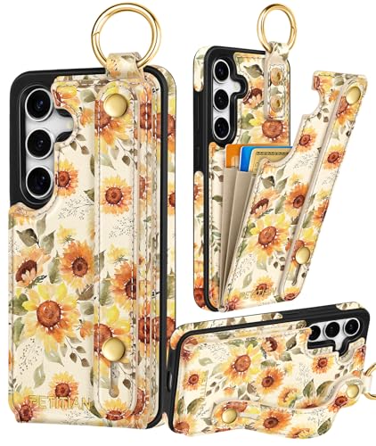 Petitian Schutzhülle für Samsung Galaxy S24 FE, mit Brieftasche, für Damen und Mädchen, niedlich, ästhetisch, einzigartiges Design, Leder, Kreditkartenhalter, Kartenhalter, Ständer, Armband für S24 FE Petitian Schutzhülle für Samsung Galaxy S24 FE, mit Brieftasche, für Damen und Mädchen, niedlich, ästhetisch, einzigartiges Design, Leder, Kreditkartenhalter, Kartenhalter, Ständer, Armband für S24 FE von Petitian