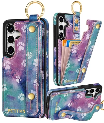Petitian Schutzhülle für Samsung Galaxy S24 FE mit Brieftasche: Frauen und Mädchen, niedliches mädchenhaftes ästhetisches einzigartiges Design, Leder, Kreditkartenhalter, Kartenhalter, Ständer Petitian Schutzhülle für Samsung Galaxy S24 FE mit Brieftasche: Frauen und Mädchen, niedliches mädchenhaftes ästhetisches einzigartiges Design, Leder, Kreditkartenhalter, Kartenhalter, Ständer von Petitian