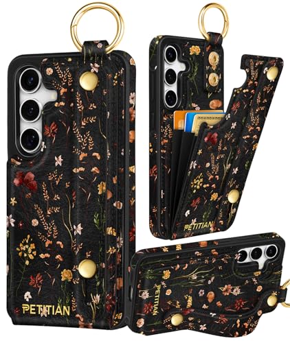 Petitian Schutzhülle für Samsung Galaxy S24 FE mit Brieftasche: Frauen und Mädchen, niedliches mädchenhaftes ästhetisches einzigartiges Design, Leder, Kreditkartenhalter, Kartenhalter, Ständer Petitian Schutzhülle für Samsung Galaxy S24 FE mit Brieftasche: Frauen und Mädchen, niedliches mädchenhaftes ästhetisches einzigartiges Design, Leder, Kreditkartenhalter, Kartenhalter, Ständer von Petitian