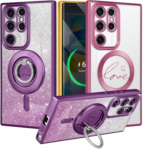 Petitian Schutzhülle für Samsung Galaxy S24 Ultra – kompatibel mit MagSafe Frauen Glitzer Bling Ring Ständer Magnetische Handyhüllen Mädchen Klar Funkeln Elegant Niedlich Liebe Design für S24 Ultra Petitian Schutzhülle für Samsung Galaxy S24 Ultra – kompatibel mit MagSafe Frauen Glitzer Bling Ring Ständer Magnetische Handyhüllen Mädchen Klar Funkeln Elegant Niedlich Liebe Design für S24 Ultra von Petitian