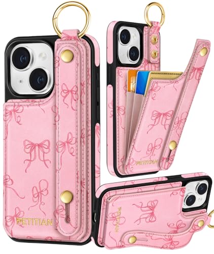 Petitian Schutzhülle für iPhone 14/13, mit Brieftasche, niedliches mädchenhaftes ästhetisches einzigartiges Design, Leder, Kreditkartenhalter, Kartenhalter, Ständer, Armband für iPhone 14/13 Petitian Schutzhülle für iPhone 14/13, mit Brieftasche, niedliches mädchenhaftes ästhetisches einzigartiges Design, Leder, Kreditkartenhalter, Kartenhalter, Ständer, Armband für iPhone 14/13 von Petitian