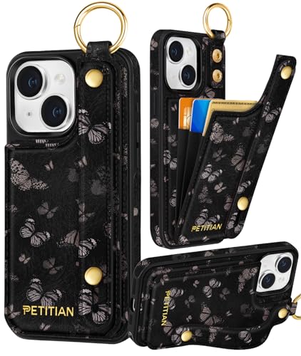 Petitian Schutzhülle für iPhone 14 Plus mit Brieftasche: Frauen und Mädchen, niedlich, ästhetisch, einzigartiges Design, Leder, Kreditkartenhalter, Kartenhalter, Ständer, Armband für iPhone 14 Plus Petitian Schutzhülle für iPhone 14 Plus mit Brieftasche: Frauen und Mädchen, niedlich, ästhetisch, einzigartiges Design, Leder, Kreditkartenhalter, Kartenhalter, Ständer, Armband für iPhone 14 Plus von Petitian