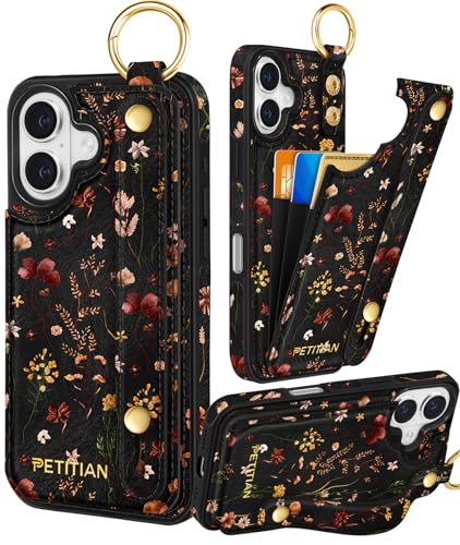 Petitian Schutzhülle für iPhone 16 Plus, mit Brieftasche, niedliches mädchenhaftes ästhetisches einzigartiges Design, Leder, Kreditkartenhalter, Kartenhalter, Ständer, Armband für iPhone 16 Plus Petitian Schutzhülle für iPhone 16 Plus, mit Brieftasche, niedliches mädchenhaftes ästhetisches einzigartiges Design, Leder, Kreditkartenhalter, Kartenhalter, Ständer, Armband für iPhone 16 Plus von Petitian
