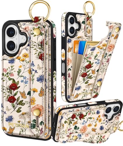 Petitian Schutzhülle für iPhone 16 Plus mit Brieftasche: Frauen und Mädchen, niedlich, ästhetisch, einzigartiges Design, Leder, Kreditkartenhalter, Kartenhalter, Ständer, Armband für iPhone 16 Plus Petitian Schutzhülle für iPhone 16 Plus mit Brieftasche: Frauen und Mädchen, niedlich, ästhetisch, einzigartiges Design, Leder, Kreditkartenhalter, Kartenhalter, Ständer, Armband für iPhone 16 Plus von Petitian