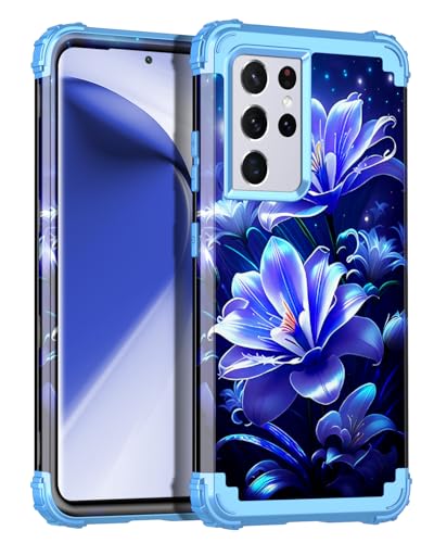 Petocase Schutzhülle für Galaxy S21 Ultra, leuchtet im Dunkeln, dreilagig, strapazierfähig, stoßfest, Hartplastik und weiche Silikon-Schutzhülle für Samsung Galaxy S21 Ultra 17,3 cm (6,8 Zoll), von Petocase