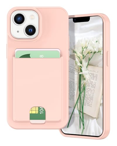 Petocase Schutzhülle für iPhone 14 Plus, Brieftaschenformat, Kartenfach, ultradünne Passform, flexibles TPU-Gel, Gummi, weiche Silikon-Schutzhülle für Apple iPhone 14 Plus 6,7 Zoll (17 cm), Hellrosa von Petocase